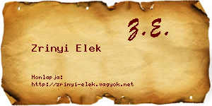 Zrinyi Elek névjegykártya
